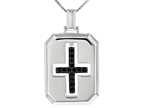 Photo of Pre-Owned Bella Luce® 1.29ctw Black Diamond Simulant Rhodium Over Sterling Silver Cross Pendant With