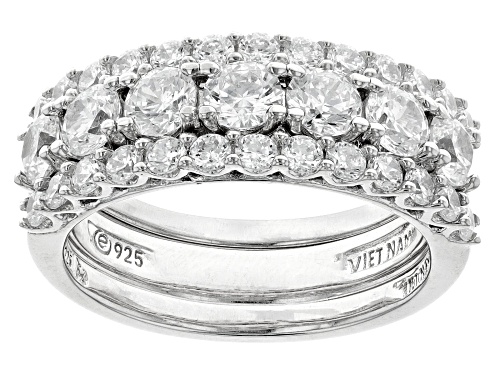 Pre-Owned Bella Luce® 4.20ctw Platinum Over Sterling Silver Ring Set - Size 11