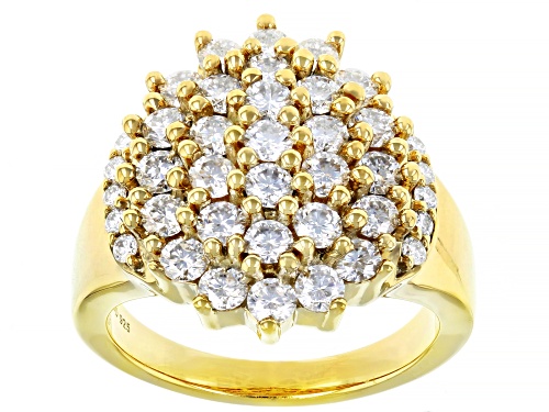 Pre-Owned MOISSANITE FIRE(R) 1.94CTW DEW ROUND 14K YELLOW GOLD OVER SILVER RING - Size 11