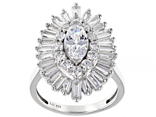 Photo of Pre-Owned Bella Luce® 5.01ctw White Diamond Simulant Rhodium Over Sterling Silver Ring (4.13ctw DEW) - Size 5