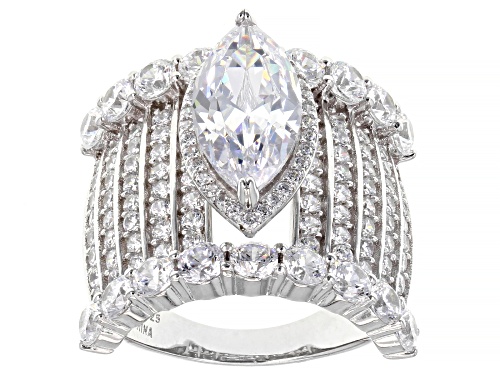 Pre-Owned Bella Luce ® 9.18ctw White Diamond Simulant Rhodium Over Sterling Silver Ring (5.82ctw DEW - Size 5