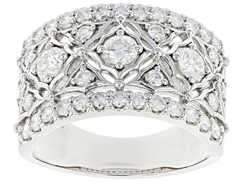 Pre-Owned MOISSANITE FIRE(R) 1.56CTW DEW ROUND PLATINEVE(R) BAND RING - Size 6