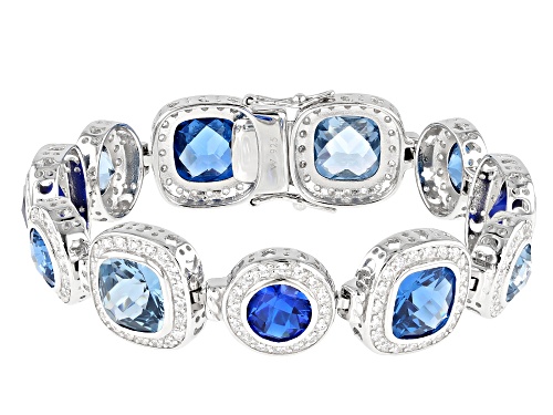 Pre-Owned Charles Winston For Bella Luce®Lab Blue Spinel And Diamond Simulant Rhodium Over Silver Br - Size 7.5