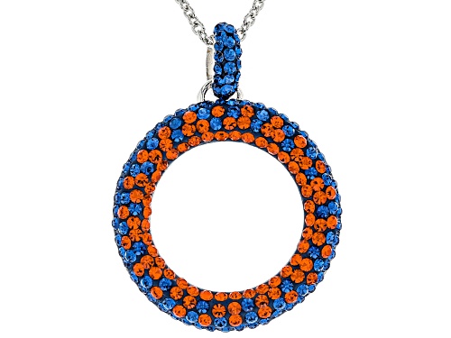 Pre-Owned Crystal Blue And Orange Circle Pendant With Chain
