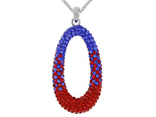 Photo of Pre-Owned Crystal Red And Blue Oval Pendant With Chain