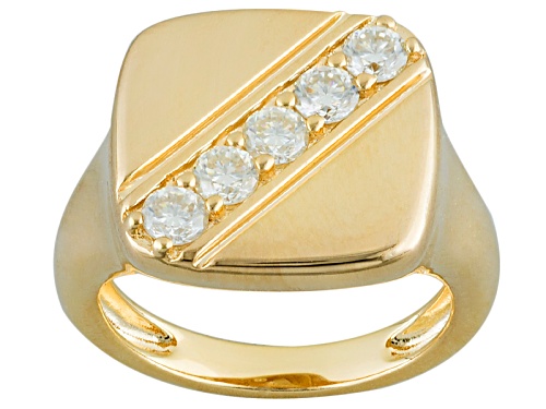 Photo of Pre-Owned Moissanite Fire® .65ctw Dew Round 14k Yellow Gold Over Silver Ring - Size 6