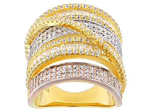 Pre-Owned Charles Winston for Bella Luce® 4.91ctw Rhodium Over Silver And Eterno® Yellow and Rose Ri - Size 5