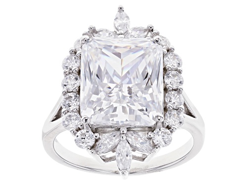 Photo of Pre-Owned Bella Luce ® 13.69ctw White Diamond Simulant Rhodium Over Sterling Silver Ring (7.32ctw DE - Size 10