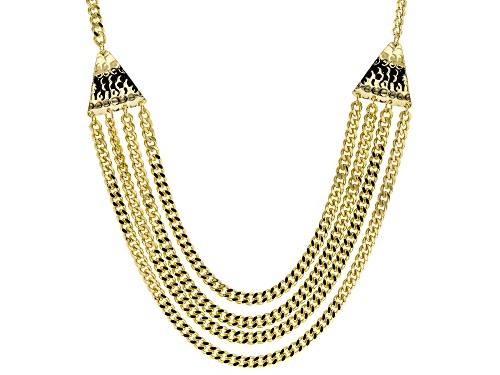Pre-Owned Moda Al Massimo® 18k Yellow Gold Over Bronze Multi-Strand Curb 23 1/2 Inch Necklace - Size 23.5
