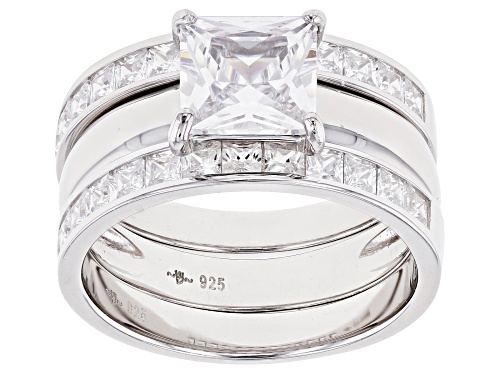Pre-Owned Bella Luce ® 4.48ctw White Diamond Simulants Rhodium Over Silver Ring With Bands (3.52ctw - Size 12