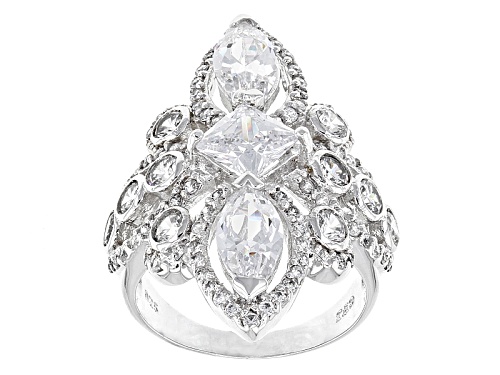 Photo of Pre-Owned Bella Luce ® 8.19ctw White Diamond Simulant Rhodium Over Sterling Silver Ring (4.80ctw Dew - Size 5