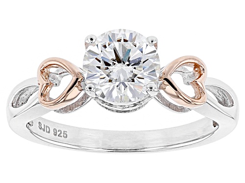 Photo of Pre-Owned Moissanite Fire® 1.00ctw Dew Platineve™ And 14k Rose Gold Accent Over Platineve™ Ring - Size 11
