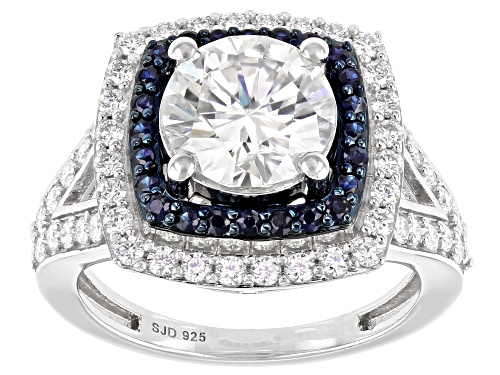 Photo of Pre-Owned MOISSANITE FIRE(R) 3.20CTW DEW AND BLUE SAPPHIRE PLATINEVE(R) RING - Size 7