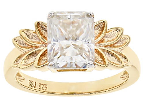 Photo of Pre-Owned MOISSANITE FIRE(R) 2.70CT DEW OCTAGONAL RADIANT CUT 14K YELLOW GOLD OVER SILVER RING - Size 9