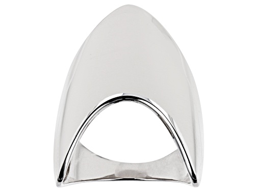 Pre-Owned Rhodium Over Sterling Silver V Shaped Ring - Size 9