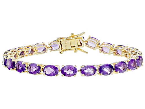 Photo of Pre-Owned 15.10ctw Oval Amethyst 18K Yellow Gold Over Sterling Silver Bracelet - Size 8