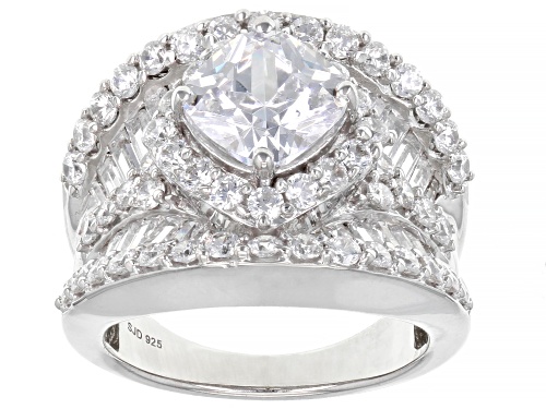 Pre-Owned Bella Luce® 8.55ctw White Diamond Simulant Rhodium Over Sterling Silver Ring (5.30ctw DEW) - Size 12