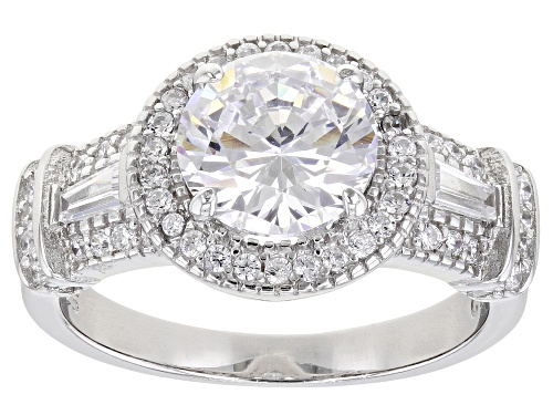 Pre-Owned Bella Luce® 3.72ctw White Diamond Simulant Rhodium Over Sterling Silver Ring(2.25ctw DEW) - Size 8