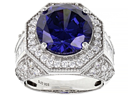 Pre-Owned Bella Luce® Esotica™ 12.90ctw Tanzanite And White Diamond Simulants Platinum Over Silver R - Size 5