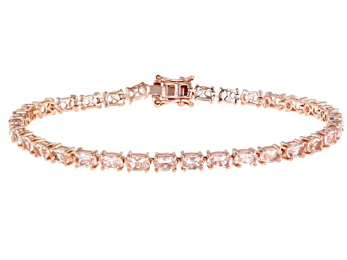 Pre-Owned 5.98ctw Oval Morganite 18K Rose Gold Over Sterling Silver Tennis Bracelet - Size 7.25