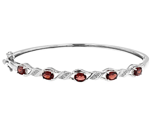 Pre-Owned 2.55ctw Vermelho Garnet™ And 0.05ctw White Diamond Rhodium Over Sterling Silver Bangle - Size 8