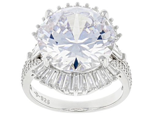 Photo of Pre-Owned Bella Luce® 18.02ctw White Diamond Simulant Rhodium Over Sterling Silver Ring(10.92ctw DEW - Size 6