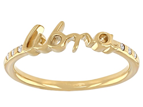 Pre-Owned 0.07ctw Round White Zircon 18k Yellow Gold Over Sterling Silver Libra Ring - Size 6