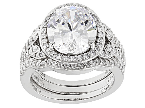 Pre-Owned Bella Luce® 5.93ctw White Diamond Simulant Platinum Over Sterling Silver Ring Set(3.59ctw - Size 11