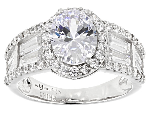 Pre-Owned Bella Luce® 5.31ctw White Diamond Simulant Rhodium Over Sterling Silver Ring(3.21ctw DEW) - Size 10