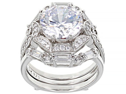 Pre-Owned Bella Luce® 8.23ctw White Diamond Simulant Platinum Over Sterling Silver 2 Ring Set (5.09c - Size 12
