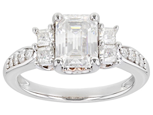 Pre-Owned MOISSANITE FIRE(R) 2.27CTW DEW EMERALD & PRINCESS CUT WITH ROUND PLATINEVE(R) TWO TONE RIN - Size 11