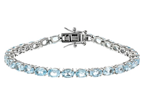 Pre-Owned 12.67ctw Oval Glacier Topaz™ Rhodium Over Sterling Silver Tennis Bracelet - Size 7.25