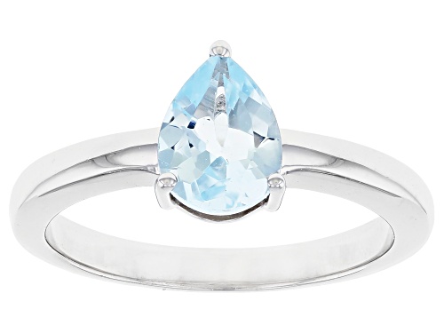 Pre-Owned 1.06ct Pear Shaped Glacier Topaz™ Rhodium Over Sterling Silver December Birthstone Ring - Size 8