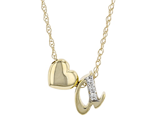Pre-Owned 0.02ctw Round White Zircon 10k Yellow Gold Children's Inital "A" Necklace - Size 12