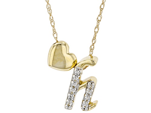 Photo of Pre-Owned 0.06ctw White Zircon 10k Yellow Gold Children's Inital "H" Necklace - Size 12