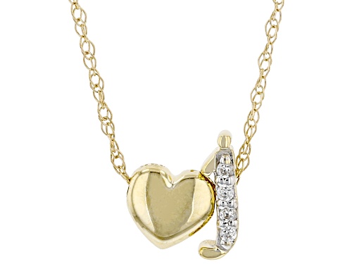 Pre-Owned 0.02ctw Round White Zircon 10k Yellow Gold Children's Inital "J" Necklace - Size 12
