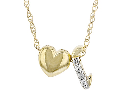 Pre-Owned 0.02ctw Round White Zircon 10k Yellow Gold Children's Inital "L" Necklace - Size 12