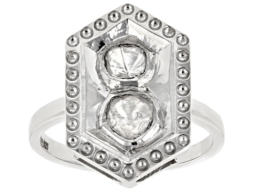 Pre-Owned Artisan Collection of India™ Polki Diamond Foil-Backed Sterling Silver Ring - Size 10