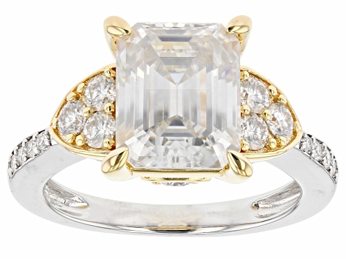 Pre-Owned MOISSANITE FIRE(R) 4.15CTW DEW PLATINEIVE(R) & 14K YELLOW GOLD OVER SILVER RING - Size 9