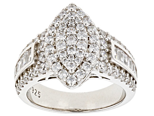 Pre-Owned Bella Luce® 4.00ctw White Diamond Simulant Rhodium Over Sterling Silver Ring(2.42ctw DEW) - Size 5
