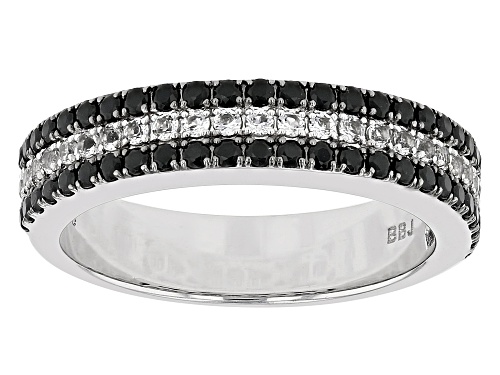 Pre-Owned 0.85ctw Round Black Spinel With 0.51ctw White Zircon Rhodium Over Sterling Silver Men's Ba - Size 11