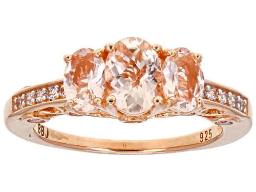 Pre-Owned 1.31ctw Oval Morganite With 0.37ctw Round White Zircon 14k Rose Gold Over Sterling Silver - Size 10