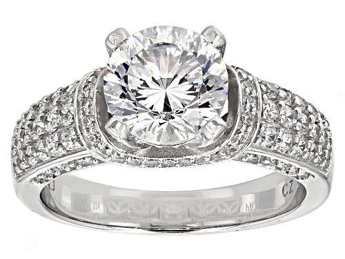 Photo of Pre-Owned Bella Luce® Dillenium Cut 4.42ctw Diamond Simulant Rhodium Over Sterling Silver Ring (2.84 - Size 5