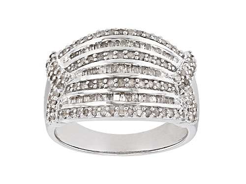 Pre-Owned White Diamond Rhodium Over Sterling Silver Ring .75ctw - Size 6