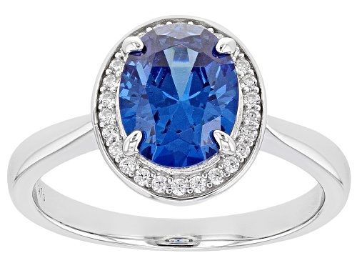Pre-Owned Bella Luce ® 3.30ctw Blue Sapphire And White Diamond Simulants Rhodium Over Sterling Silve - Size 10