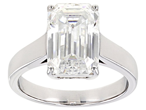 Photo of Pre-Owned MOISSANITE FIRE(R) 6.03CT DEW EMERALD CUT PLATINEVE(R) SOLITAIRE RING - Size 9