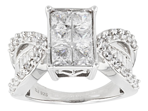 Pre-Owned Bella Luce ® 4.40ctw Diamond Simulant Rhodium Over Sterling Silver Ring (2.94ctw Dew) - Size 12