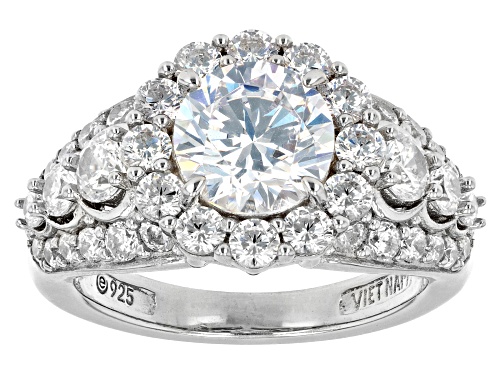 Pre-Owned Bella Luce® 4.32ctw White Diamond Simulant Platinum Over Sterling Silver Ring - Size 10