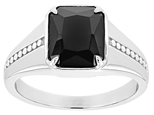 Photo of Pre-Owned Bella Luce® 7.37ctw Black Diamond Simulant Rhodium Over Sterling Silver Men's Ring (5.21ct - Size 11