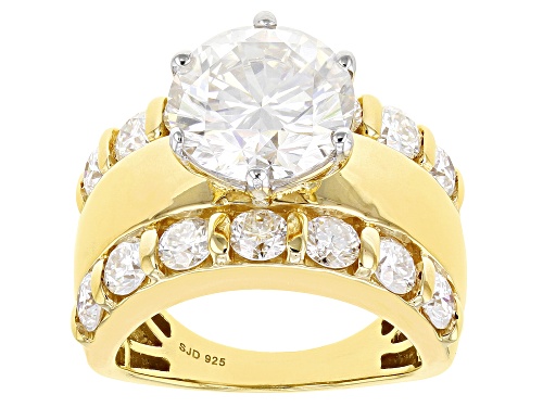 Photo of Pre-Owned MOISSANITE FIRE(R) 6.44CTW ROUND 14K YELLOW GOLD OVER SILVER RING - Size 5